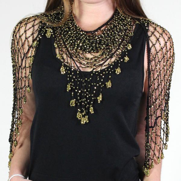 Wholesale 027 - Shanghai Beaded Triangle Black w/ Gold Beads - 