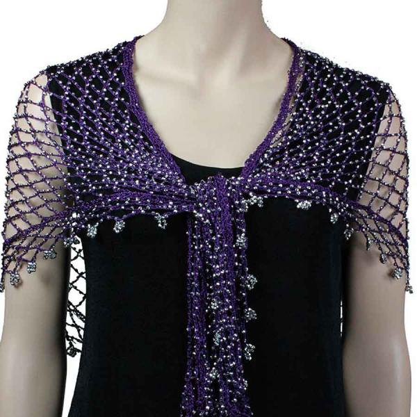 wholesale 027 - Shanghai Beaded Triangle Purple w/ Silver Beads - 