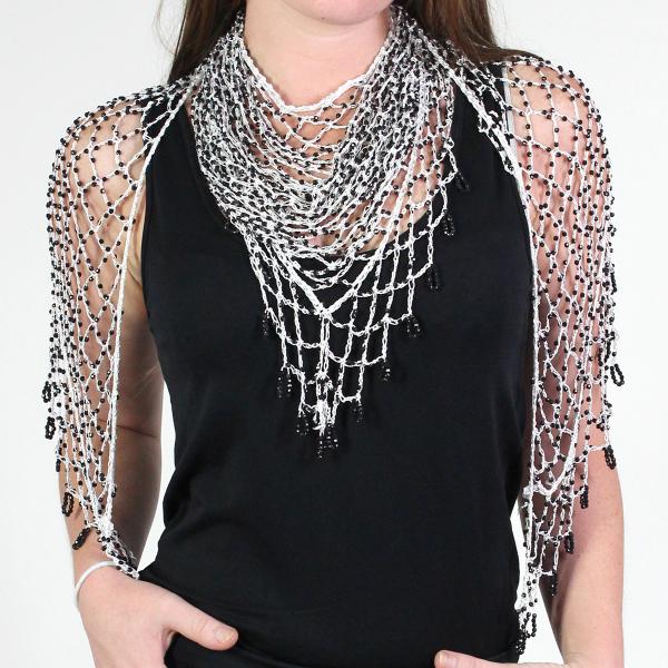 wholesale 027 - Shanghai Beaded Triangle White w/ Black Beads - 