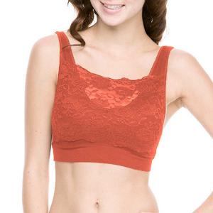 Wholesale 2717 Seamless Bras and Tube Tops Padded Lace Red Coral - One Size Fits  (S-L)