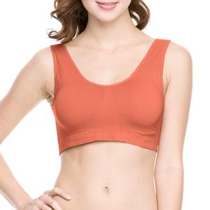 2717 Seamless Bras and Tube Tops Seamless Padded Sports Bra Coral - One Size Fits Most