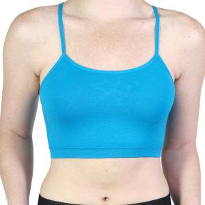 2717 Seamless Bras and Tube Tops Seamless Sports Bra with Fishnet Back (Blue) - One Size Fits Most
