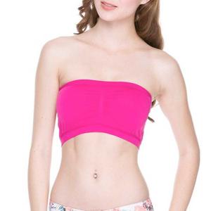 2717 Seamless Bras and Tube Tops Seamless Tube Top w/removable pads (Fuchsia) - One Size Fits Most