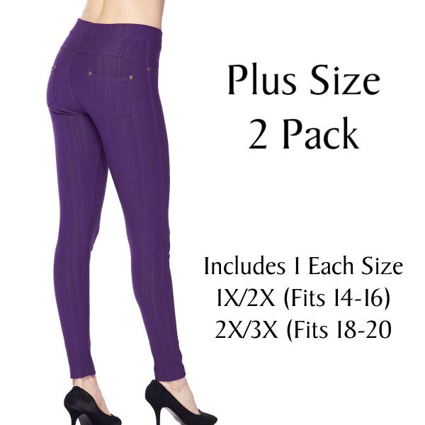 Wholesale Denim Leggings - Ankle Length w/ Back Pockets J04 Purple Plus 2 Pack Denim Leggings - Ankle Length J04 ) - 1 (Fits 14-16) 1 (Fits 18-20)