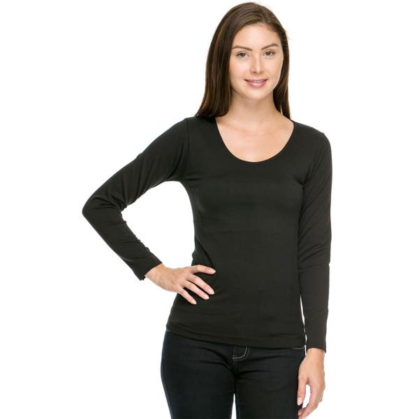 wholesale 915 - Seamless  Round Neck Fleece Lined Black - 