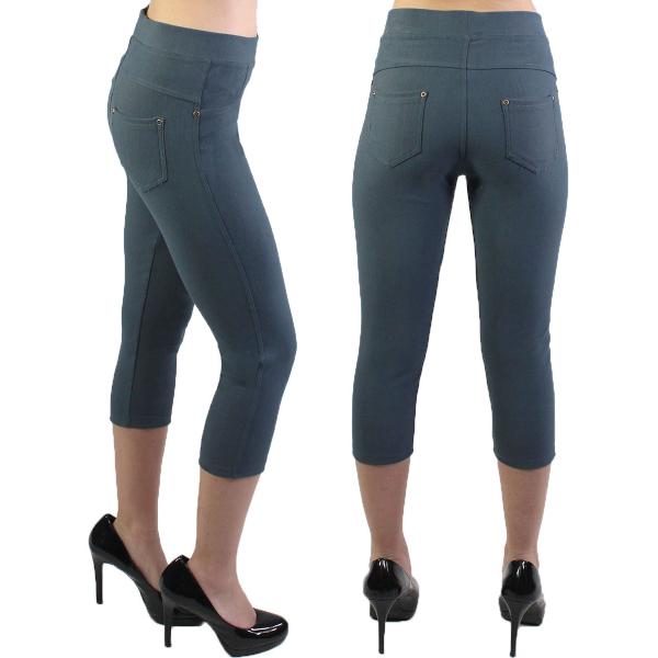 wholesale Denim Leggings - Capri Length w/ Back Pockets J04 Charcoal Denim Leggings - Capri Length J04 - 4-12