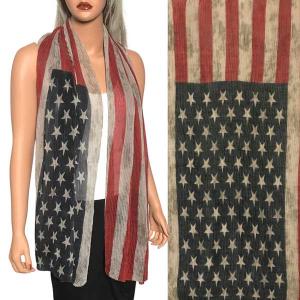 Wholesale  9353 - Pleated Old Glory<br> American Flag Scarf  - 