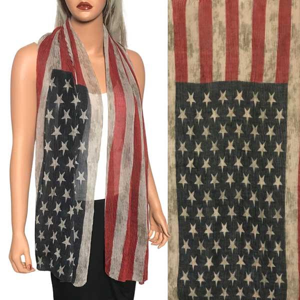 Scarves - American Flag Designs US80 9353 - Pleated Old Glory<br> American Flag Scarf  MB - 