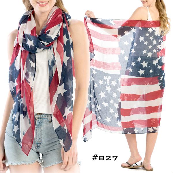 Scarves - American Flag Designs US80 American Flag Scarf #827 MB - 