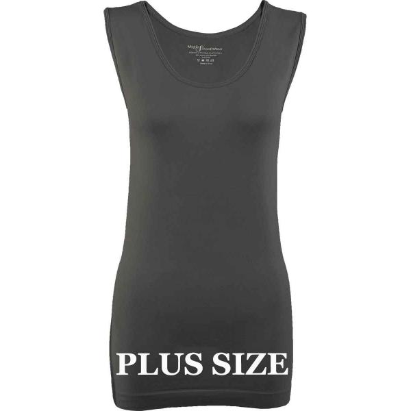 2819 - Magic SmoothWear Tanks and Sleeveless Tops Grey/Charcoal Plus - Slimming Plus Size Fits (L-2X) 