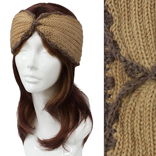 wholesale 2832 - Knitted Head Wraps #2001 Beige Knitted Head Wrap - 