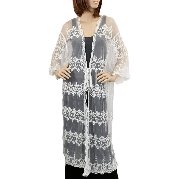 2845- Vintage Lace Kimonos 1C12 - White (Duster Length) - ONE SIZE FITS (S-L)