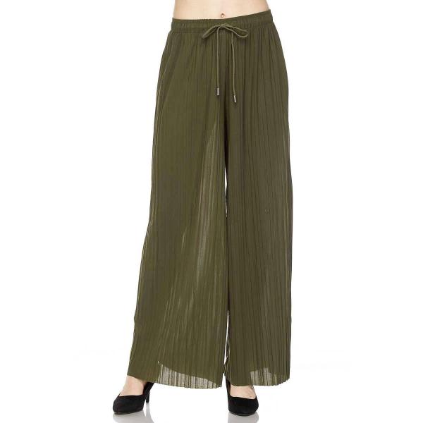 902 - Georgette Pleated Pants Ankle Length - Olive w/ Drawstring MB - Plus Size (XL-2X)
