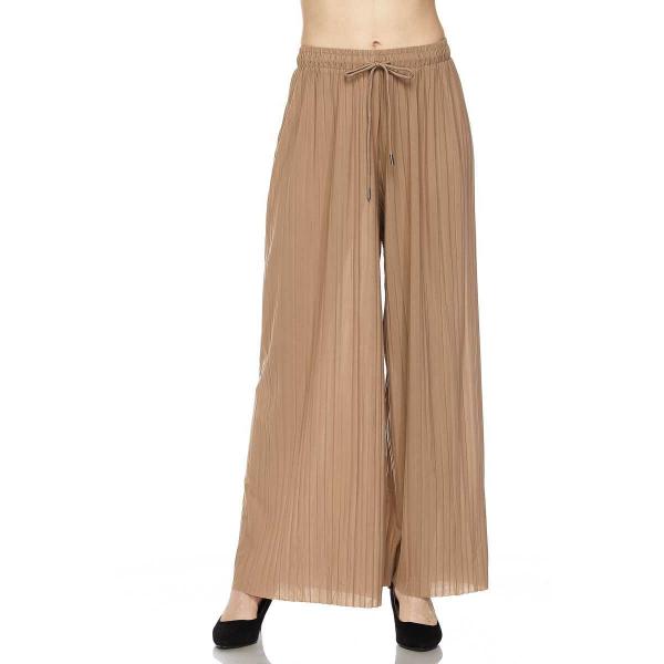902 - Georgette Pleated Pants Ankle Length - Mocha w/ Drawstring MB - One Size Fits All