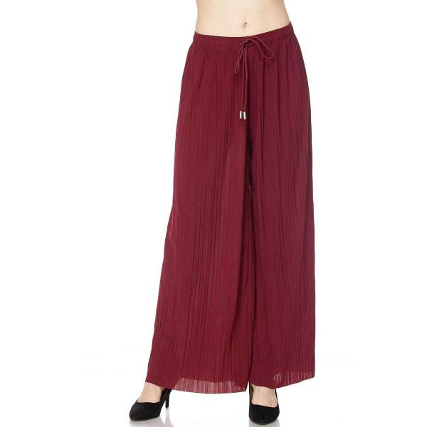 902 - Georgette Pleated Pants Ankle Length - Burgundy w/ Drawstring MB - Plus Size (XL-2X)