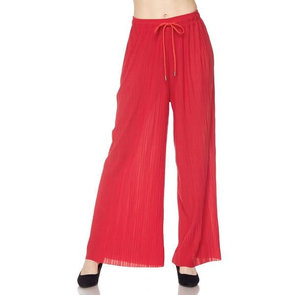 902 - Georgette Pleated Pants Ankle Length - Red w/ Drawstring  MB - One Size Fits All