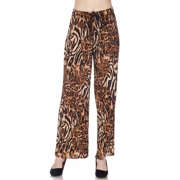 902 - Georgette Pleated Pants Ankle Length - #09 Animal Print w/ Drawstring MB - One Size Fits All
