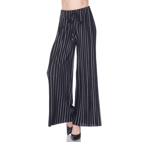 902 - Georgette Pleated Pants Ankle Length - #18 Striped Black-White w/ Drawstring - Plus Size (XL-2X)