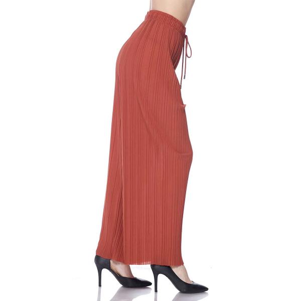 wholesale 902 - Georgette Pleated Pants Ankle Length - Rust w/ Drawstring - Plus Size (XL-2X)