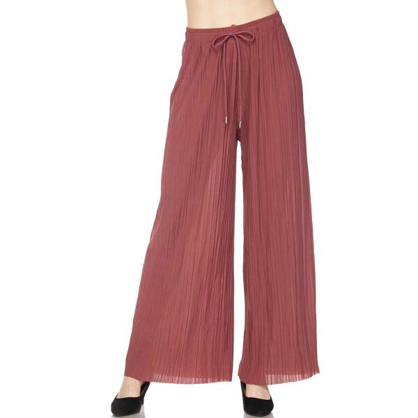 902 - Georgette Pleated Pants Ankle Length - Marsala w/ Drawstring - Plus Size (XL-2X)