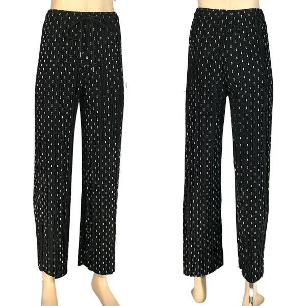 902 - Georgette Pleated Pants 902A - Black w/White Dots - Large
