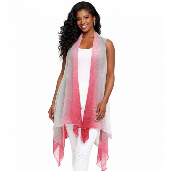 wholesale 8911 - Metallic Ombre Pleated Vests Fuchsia-Grey Ombre - 