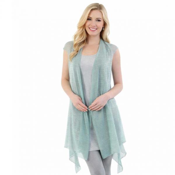 wholesale 8911 - Metallic Ombre Pleated Vests Turquoise-Teal Ombre - 