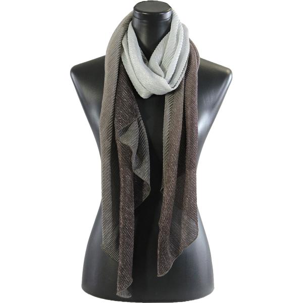 wholesale 8092 - Metallic Ombre Pleated Scarves Tan - 