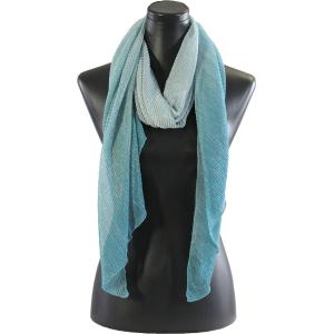 8092 - Metallic Ombre Pleated Scarves Turquoise - 