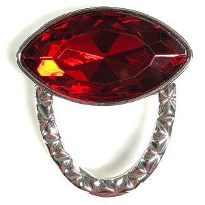 2895 - Magnetic Eyeglass Holder Brooch Oval Crystal - Red - 