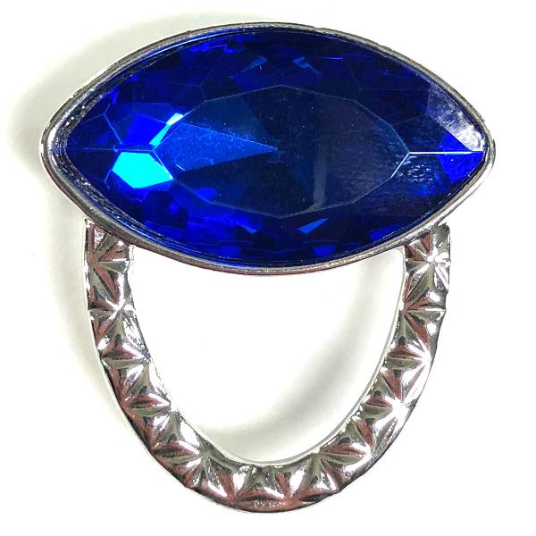 wholesale 2895 - Magnetic Eyeglass Holder Brooch Oval Crystal - Sapphire (MB) - 