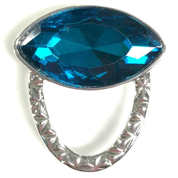 wholesale 2895 - Magnetic Eyeglass Holder Brooch Oval Crystal - Aquamarine - 
