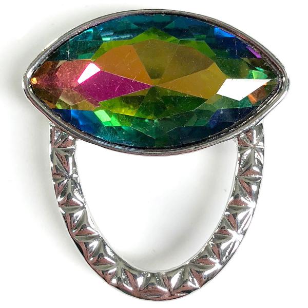 2895 - Magnetic Eyeglass Holder Brooch Oval Crystal - AB - 