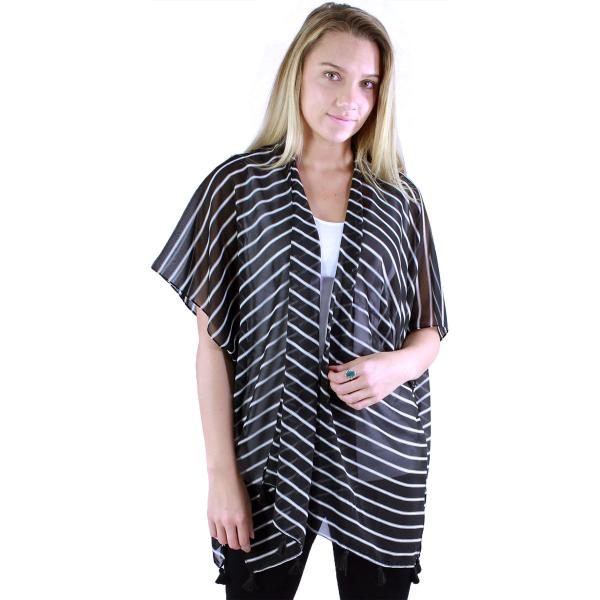 1230 - Striped Kimono Black-White - 