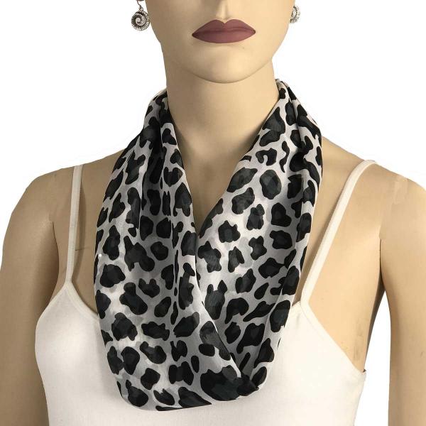2901 - Magnetic Clasp Silky Dress Scarves 104BKW<br> Black-White Cheetah<br>Silver Magnet<br>Silky Dress Scarves with Magnetic Clasp 2901 - 