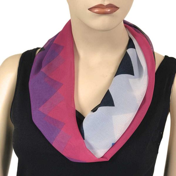2901 - Magnetic Clasp Silky Dress Scarves 718BL - Purple-Fuchsia Zig Zag 2<br>
Magnetic Clasp Silky Dress Scarf - 