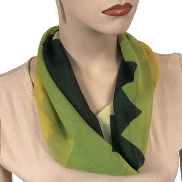 2901 - Magnetic Clasp Silky Dress Scarves 718TG - Multi Green Zig Zag 2<br>
Magnetic Clasp Silky Dress Scarf - 