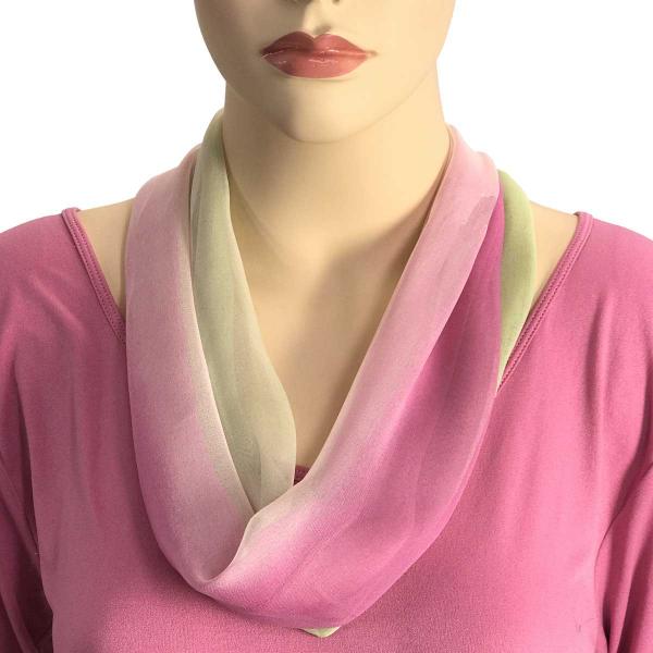 2901 - Magnetic Clasp Silky Dress Scarves 106MIS - Magenta-Ivory-Sage Tri-Color<br>
Magnetic Clasp Silky Dress Scarf - 