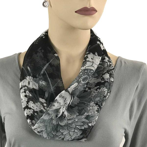 wholesale 2901 - Magnetic Necklace Scarves #715 Black-Grey (Flower Fantasy) (Bronze Magnet) - 