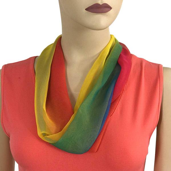 2901 - Magnetic Clasp Silky Dress Scarves 106RB - Rainbow Tri-Color<br>
Magnetic Clasp Silky Dress Scarf - 