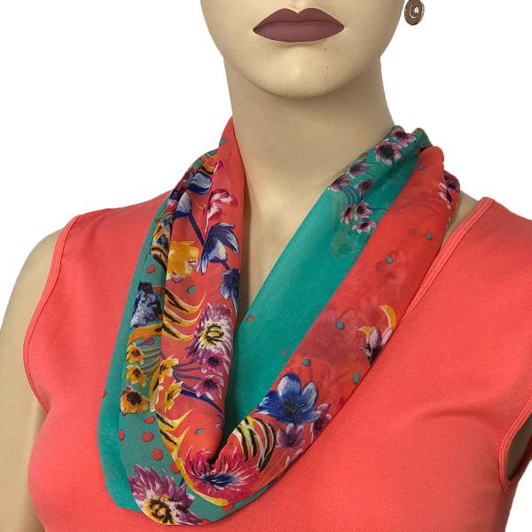 2901 - Magnetic Clasp Silky Dress Scarves 015CO<br>Coral<br>Silver Magnet<br>Silky Dress Scarves with Magnetic Clasp 2901 - 