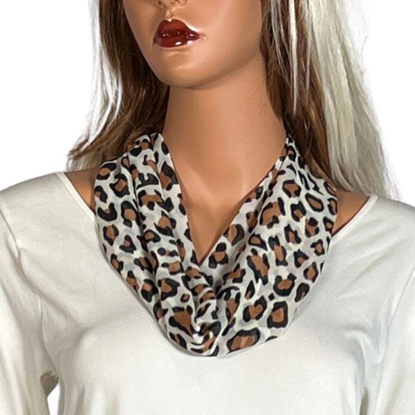 2901 - Magnetic Clasp Silky Dress Scarves 104CA<br> Camel Cheetah<br>Bronze Magnet<br>Silky Dress Scarves with Magnetic Clasp 2901 - 