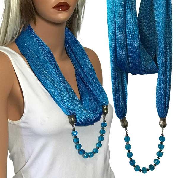 Wholesale 2903 - Metallic Scarf w/Jewelry Fishnet - Blue (#10) - 