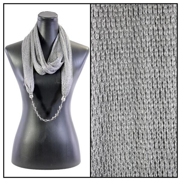 Wholesale 2903 - Metallic Scarf w/Jewelry Fishnet - Charcoal (#11) - 