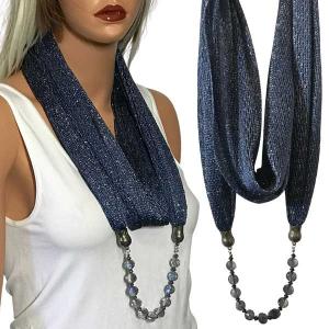2903 - Metallic Scarf w/Jewelry Fishnet - Dark Blue (#16) - 