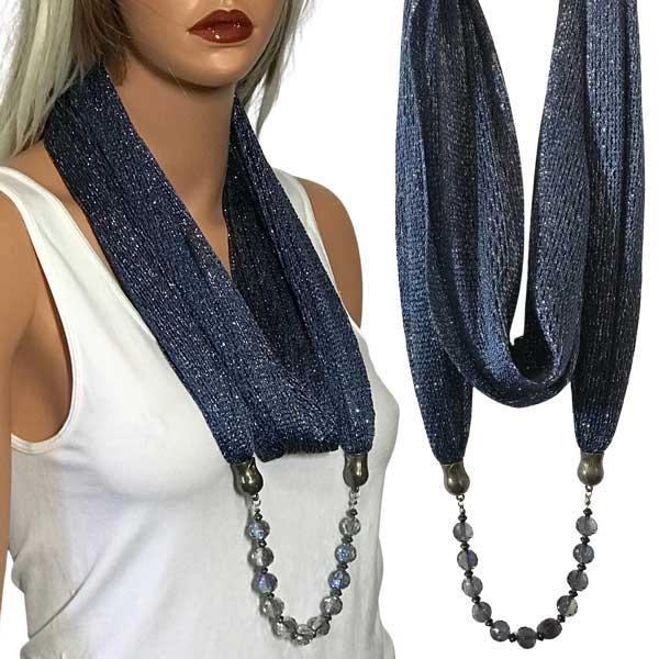 Wholesale 2903 - Metallic Scarf w/Jewelry Fishnet - Dark Blue (#16) - 