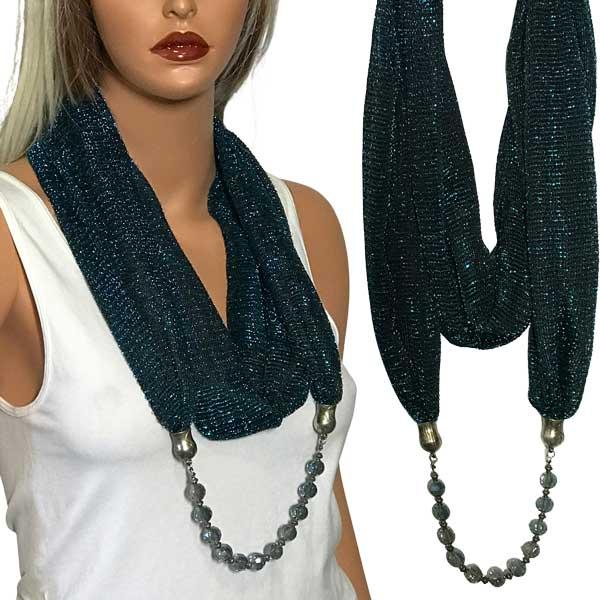 Wholesale 2903 - Metallic Scarf w/Jewelry Mesh - Black-Turquoise - 