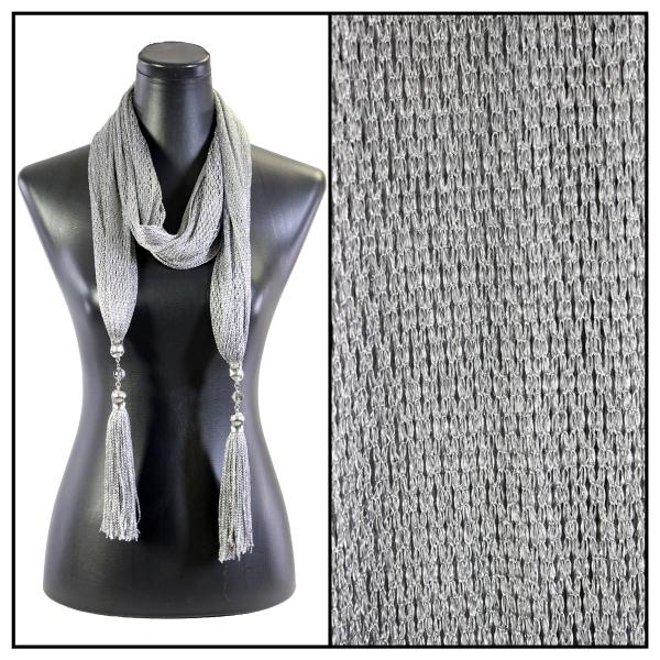 Wholesale 2903 - Metallic Scarf w/Jewelry Fishnet - Charcoal (#11) - 