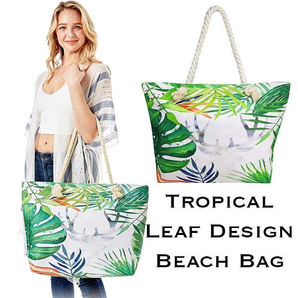 2917 - Rope Handle Tote Bags 329 - Tropical Leaf - 21.6