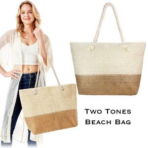 2917 - Rope Handle Tote Bags 376 - Two Tone Beige - 23